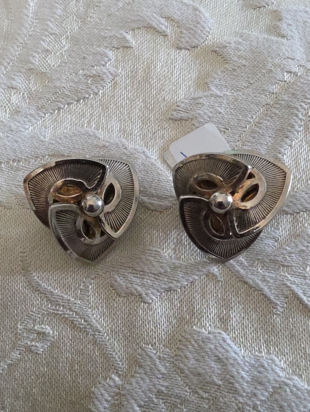 vintage Bergere clip-on earrings. elegant Mid-20th Century Art deco design